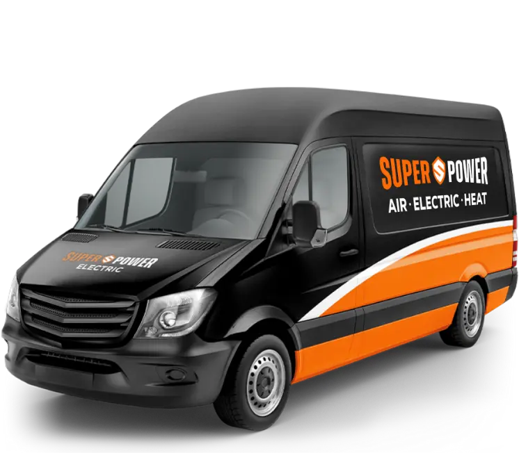 Super Power Electric, Heat & Air van providing electrical solutions in Aberdeen